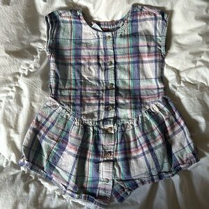 Tea collection top. Size 3t. Plaid. Linen/cotton